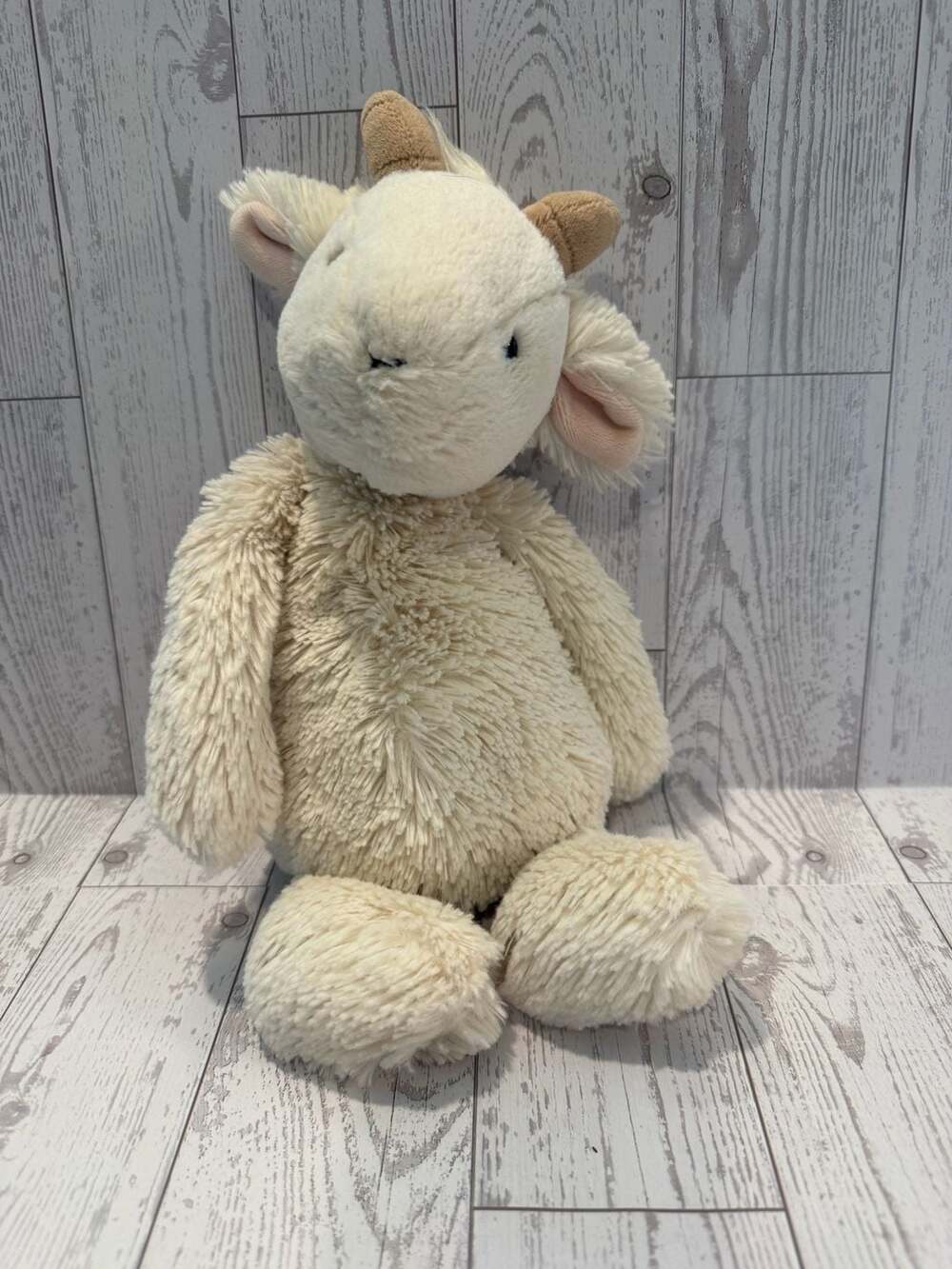 Jellycat Bashful Goat Stuffed Animal Plush White Cream